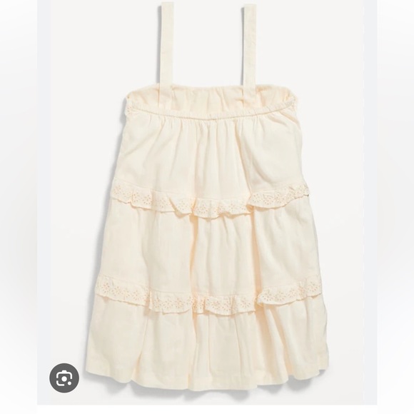 SOLD.       
NWT Cream Tiered Eyelet Ruffled Mini Dress,  Size L- 10-12 Girls - Picture 2 of 10